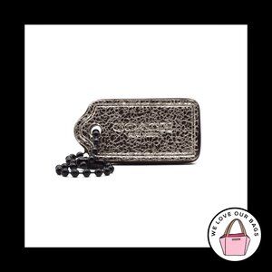 1.5" Small COACH NEW YORK Silver Pebbled Leather Fob Bag Charm Keychain Hang Tag
